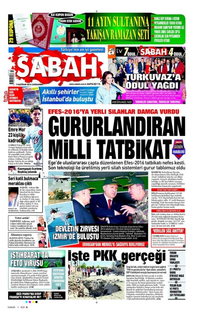 Günün gazete manşetleri 1 Haziran 2016