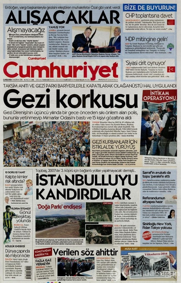 Günün gazete manşetleri 1 Haziran 2016