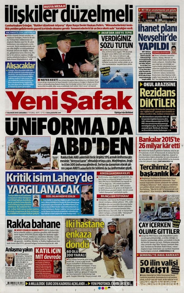 Günün gazete manşetleri 1 Haziran 2016