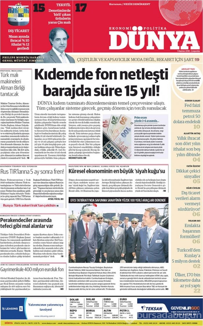 Günün gazete manşetleri 1 Haziran 2016