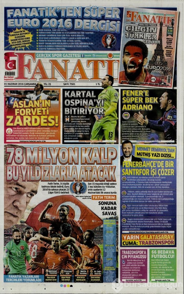 Günün gazete manşetleri 1 Haziran 2016