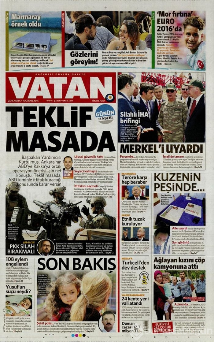 Günün gazete manşetleri 1 Haziran 2016