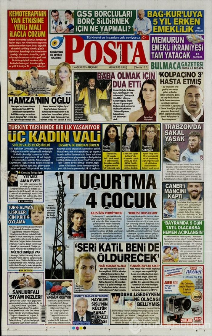 Günün gazete manşetleri - 2 Haziran 2016

