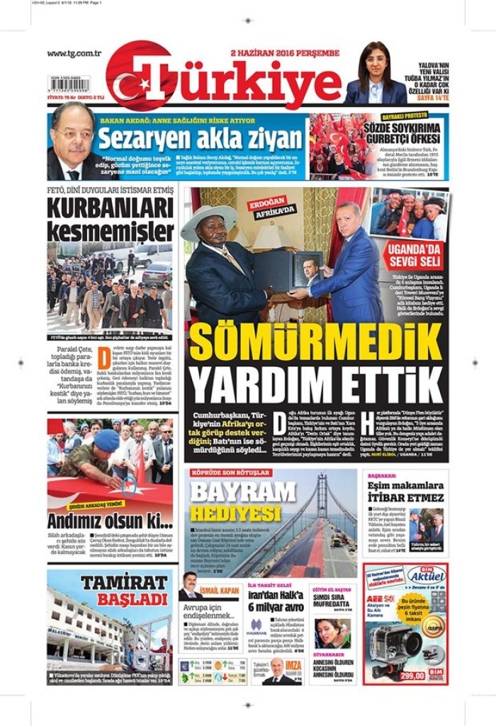 Günün gazete manşetleri - 2 Haziran 2016
