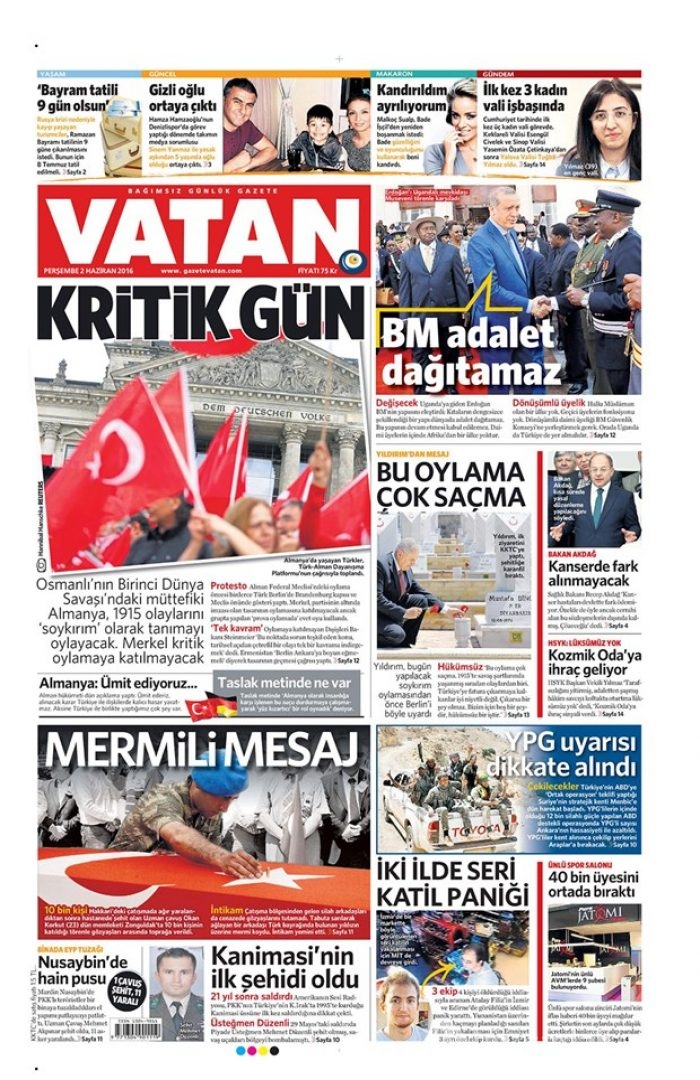 Günün gazete manşetleri - 2 Haziran 2016
