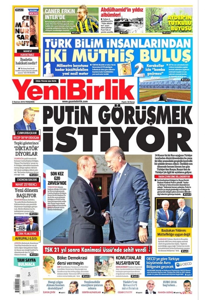 Günün gazete manşetleri - 2 Haziran 2016
