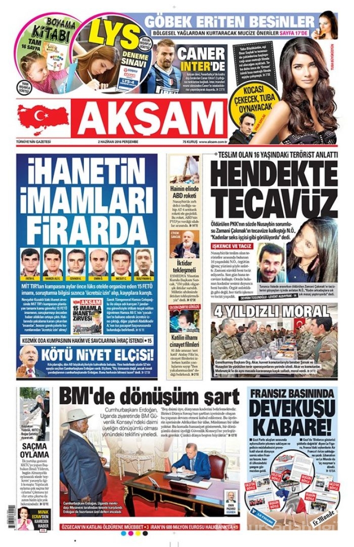 Günün gazete manşetleri - 2 Haziran 2016
