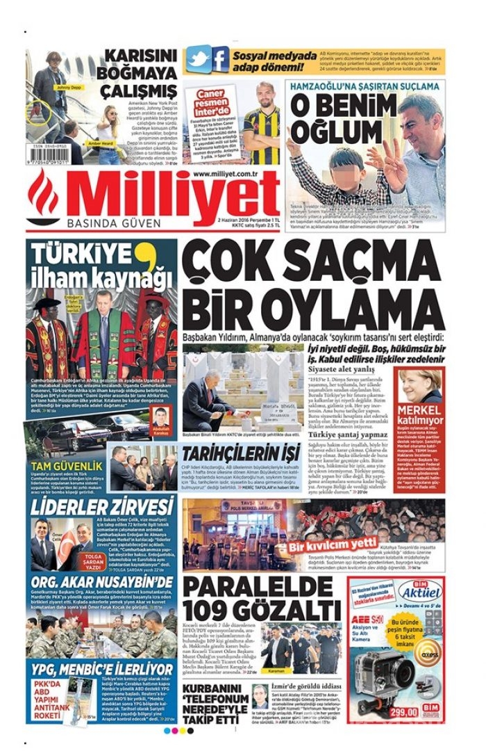Günün gazete manşetleri - 2 Haziran 2016
