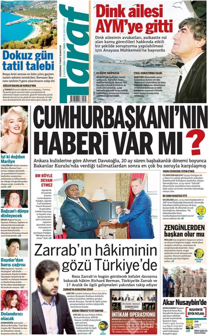 Günün gazete manşetleri - 2 Haziran 2016
