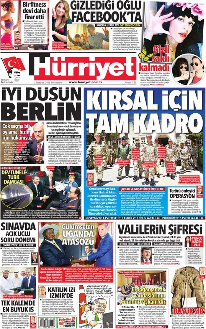 Günün gazete manşetleri - 2 Haziran 2016
