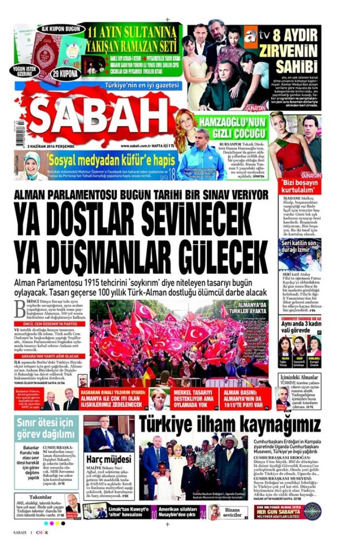 Günün gazete manşetleri - 2 Haziran 2016

