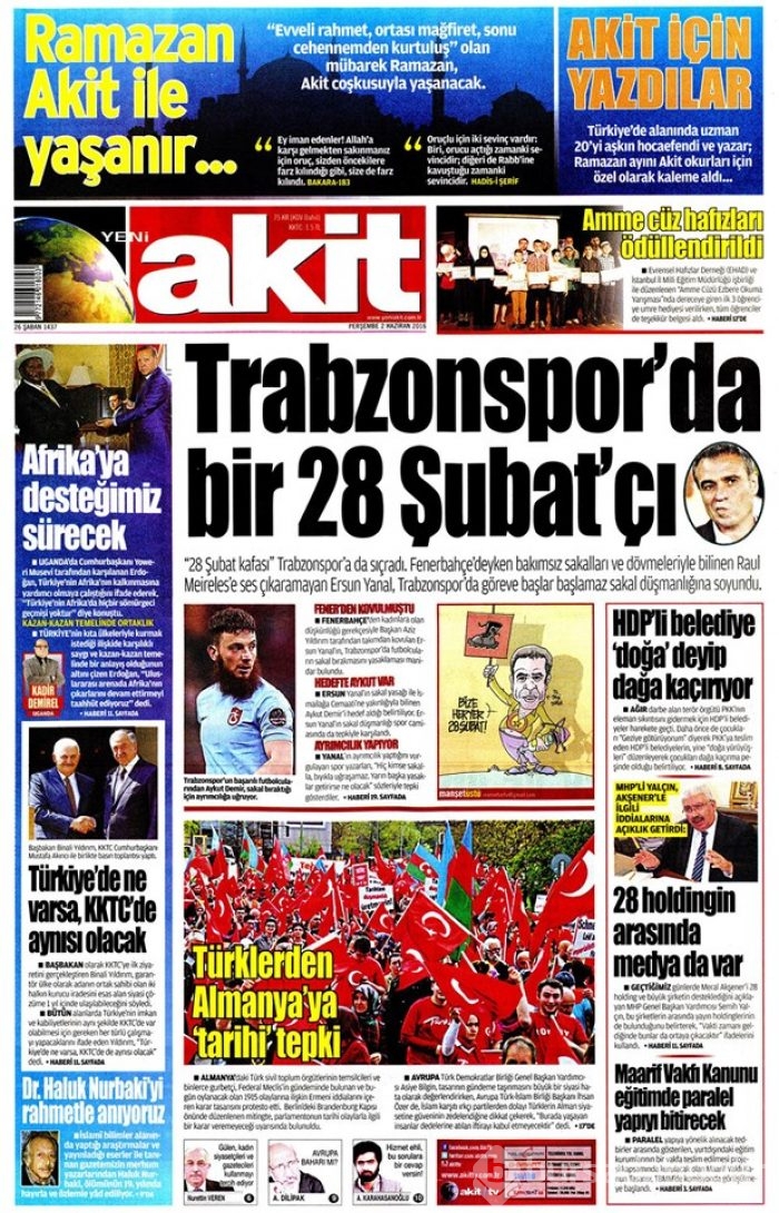 Günün gazete manşetleri - 2 Haziran 2016
