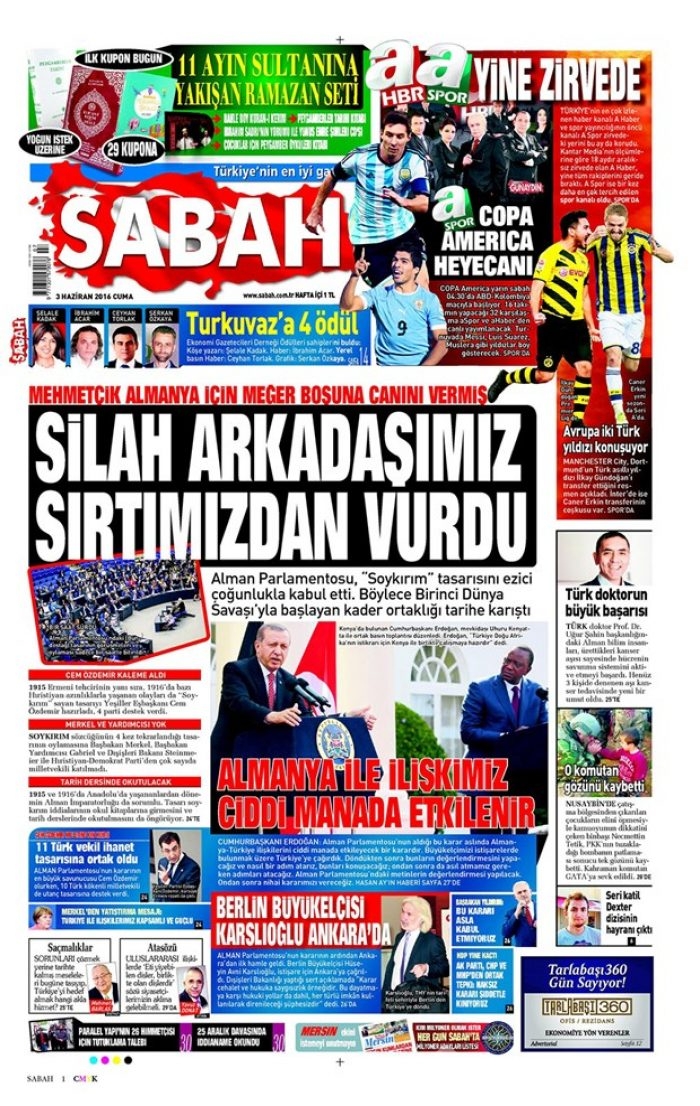 Günün gazete manşetleri - 3 Haziran
