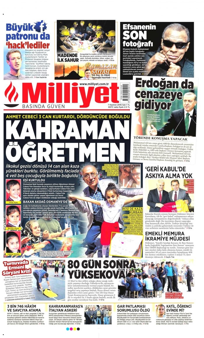 7 Haziran 2016 gazete manşetleri