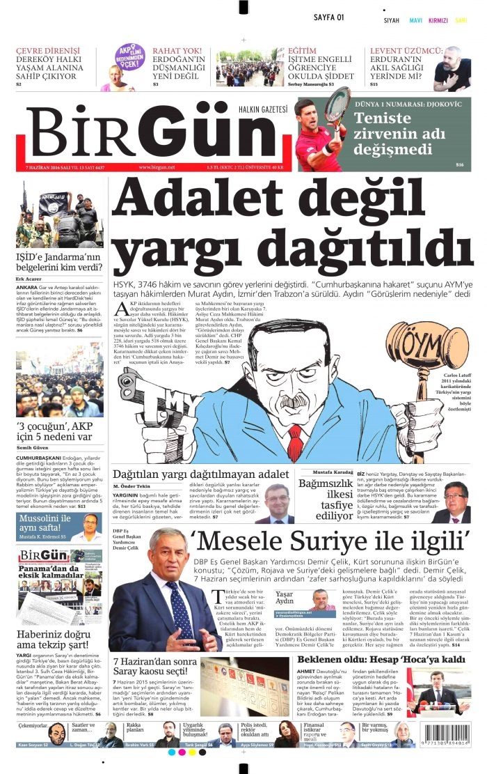 7 Haziran 2016 gazete manşetleri
