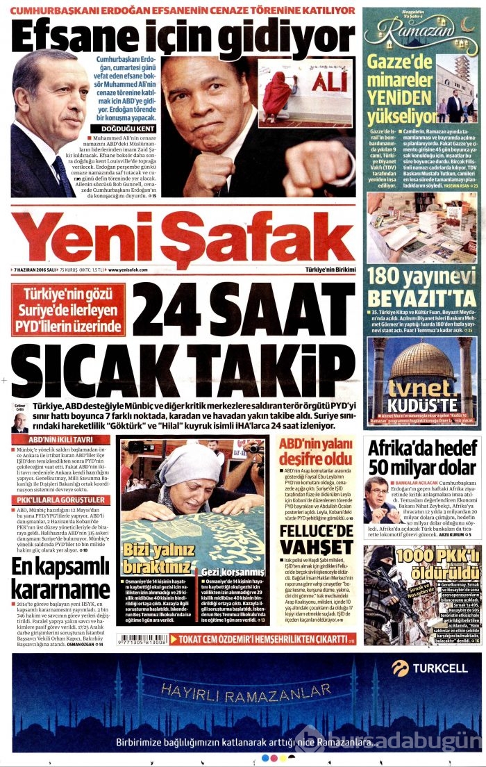 7 Haziran 2016 gazete manşetleri