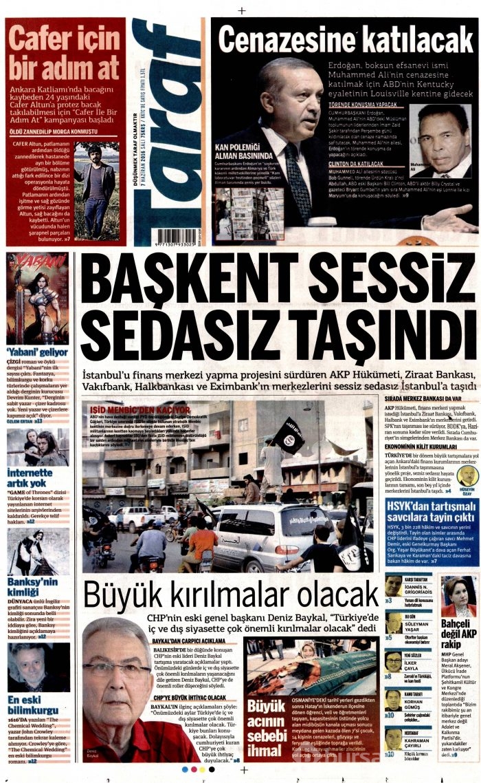 7 Haziran 2016 gazete manşetleri