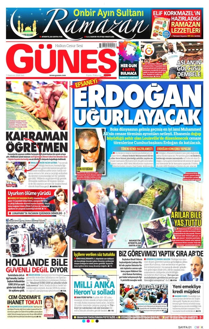 7 Haziran 2016 gazete manşetleri