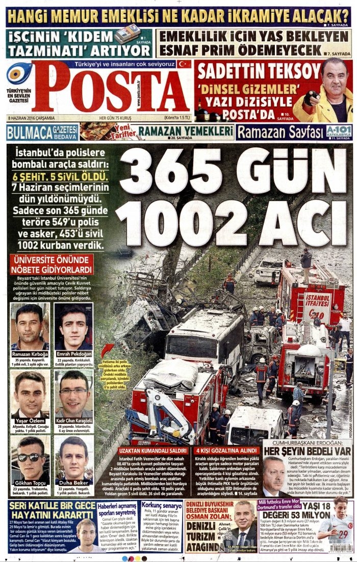 8 Haziran 2016 gazete manşetleri
