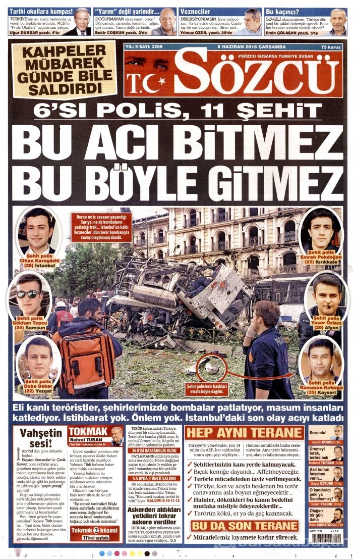 8 Haziran 2016 gazete manşetleri
