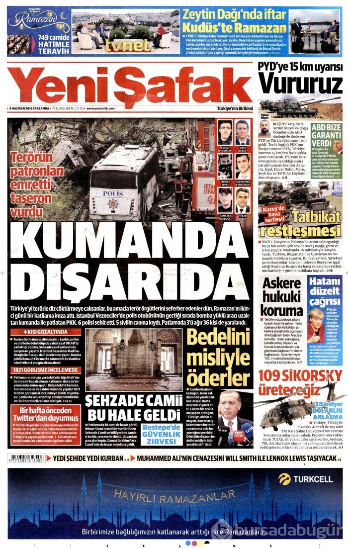 8 Haziran 2016 gazete manşetleri
