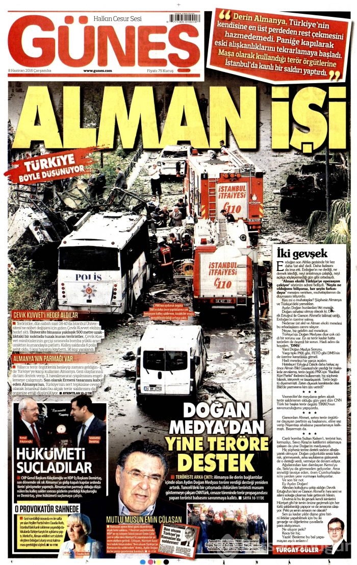 8 Haziran 2016 gazete manşetleri
