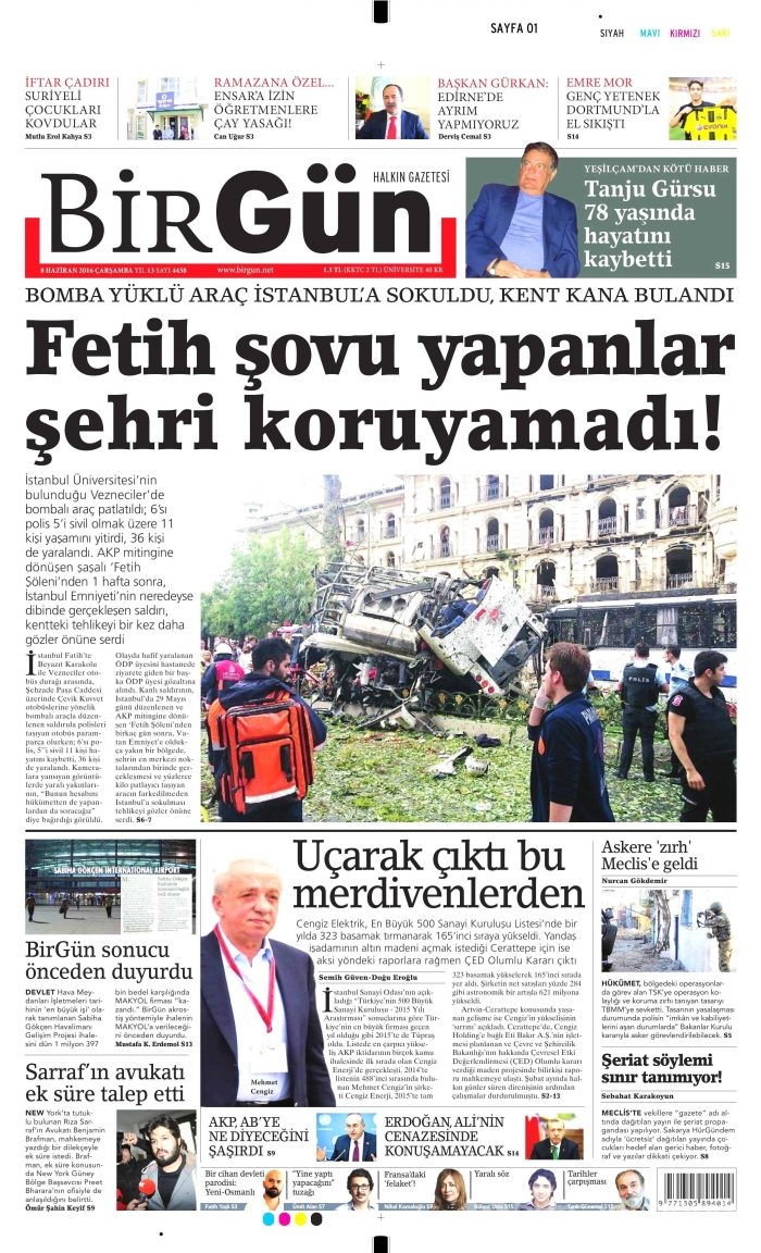 8 Haziran 2016 gazete manşetleri
