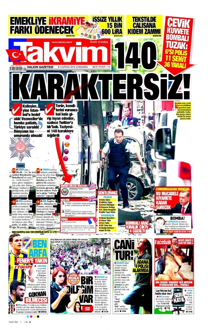 8 Haziran 2016 gazete manşetleri
