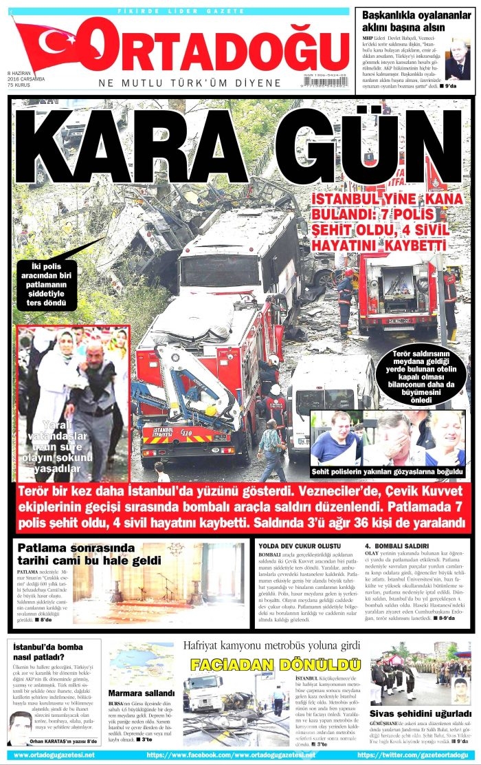8 Haziran 2016 gazete manşetleri
