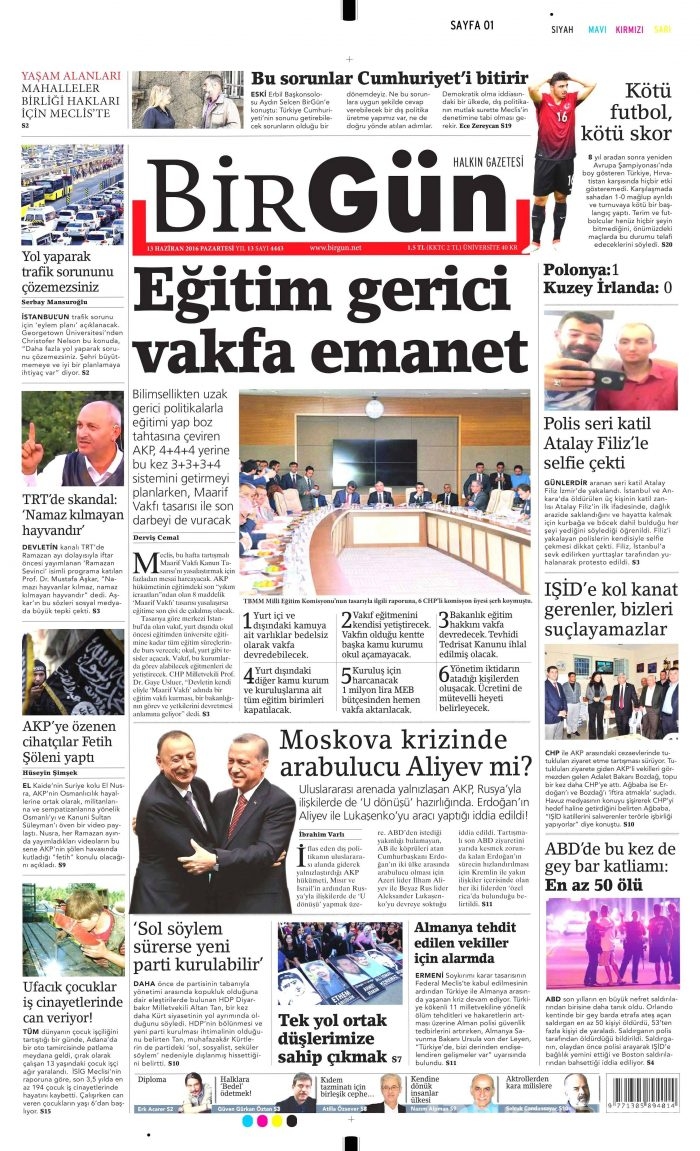 13 Haziran 2016 gazete manşetleri
