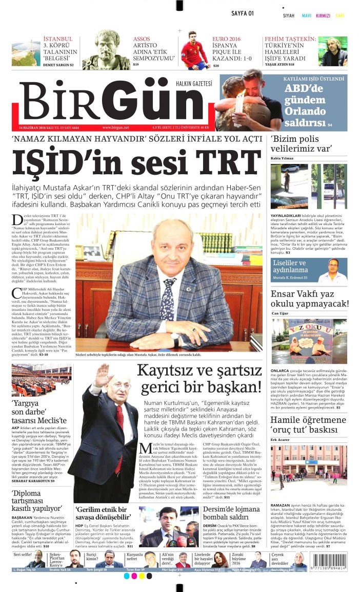 14 Haziran 2016 gazete manşetleri
