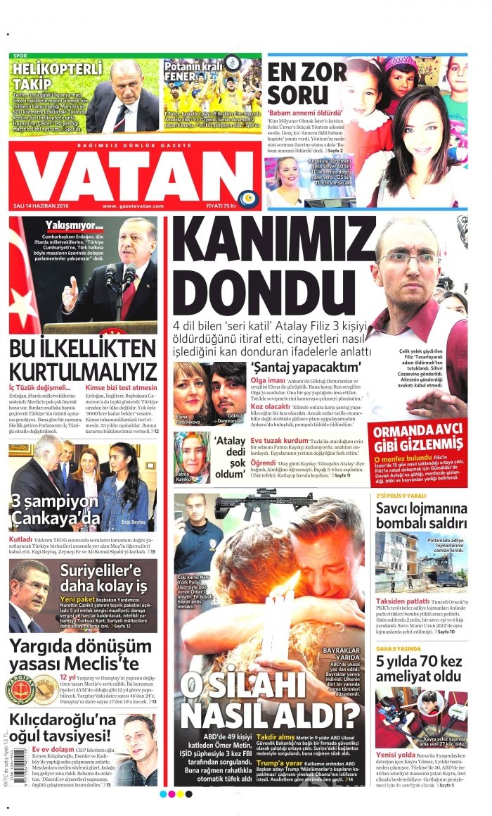 14 Haziran 2016 gazete manşetleri
