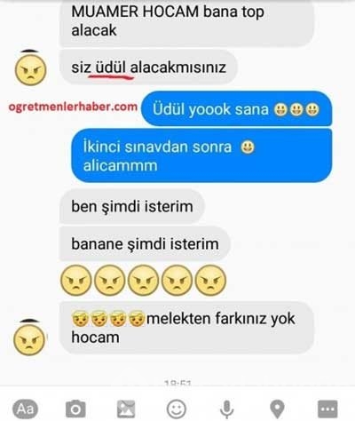 En komik öğretmen-öğrenci mesajlaşmaları