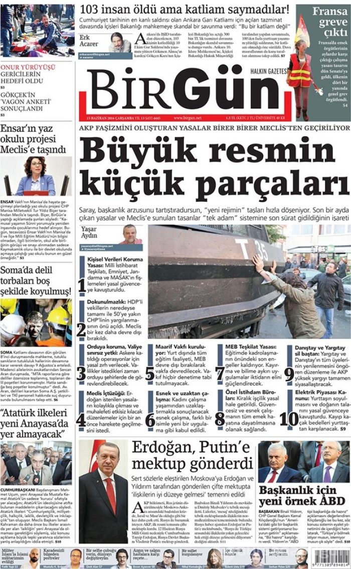 Günün gazete manşetleri - 15 Haziran 2016