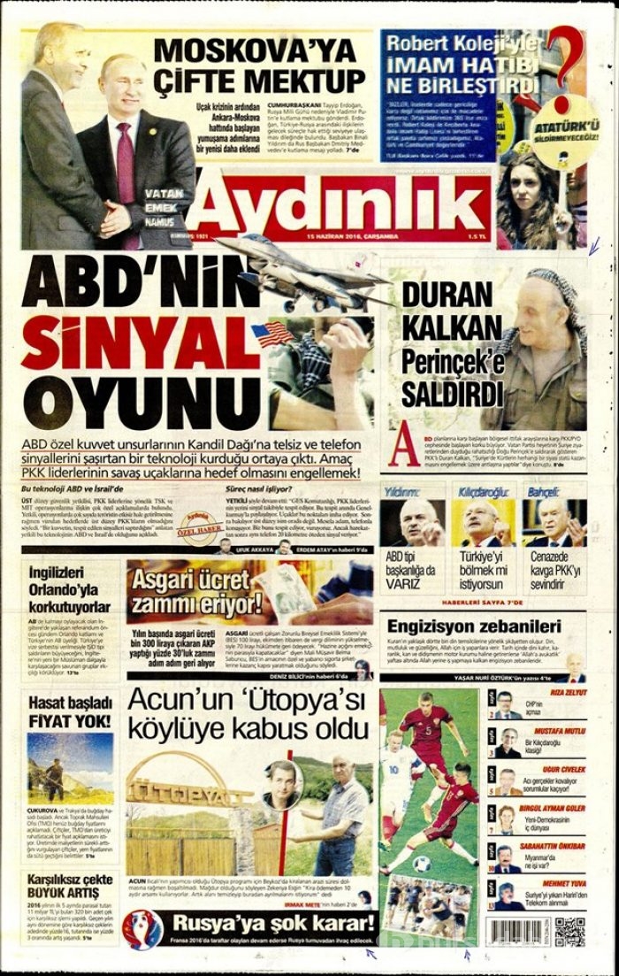 Günün gazete manşetleri - 15 Haziran 2016