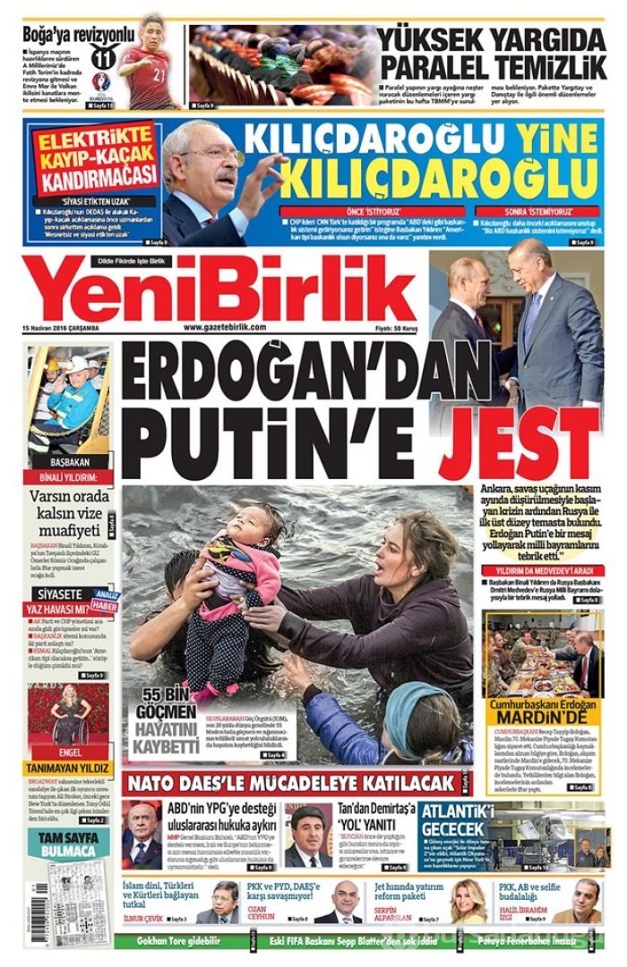 Günün gazete manşetleri - 15 Haziran 2016
