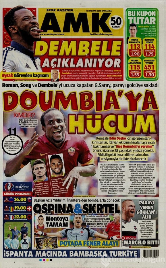 Günün gazete manşetleri - 15 Haziran 2016