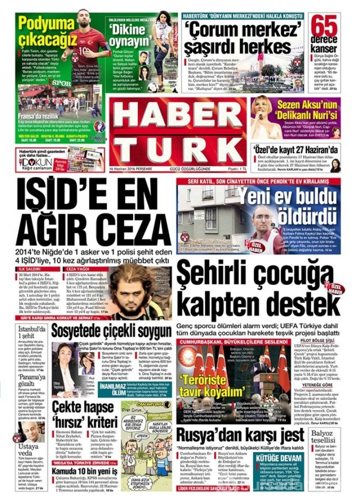 Günün gazete manşetleri - 16 Haziran 2016