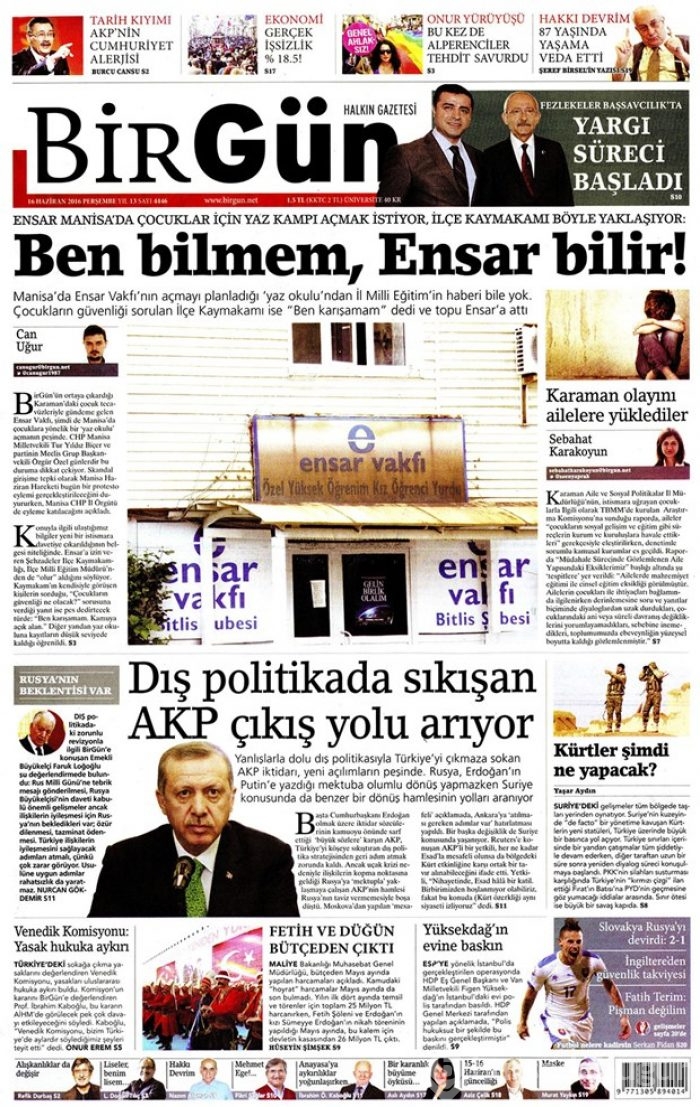 Günün gazete manşetleri - 16 Haziran 2016