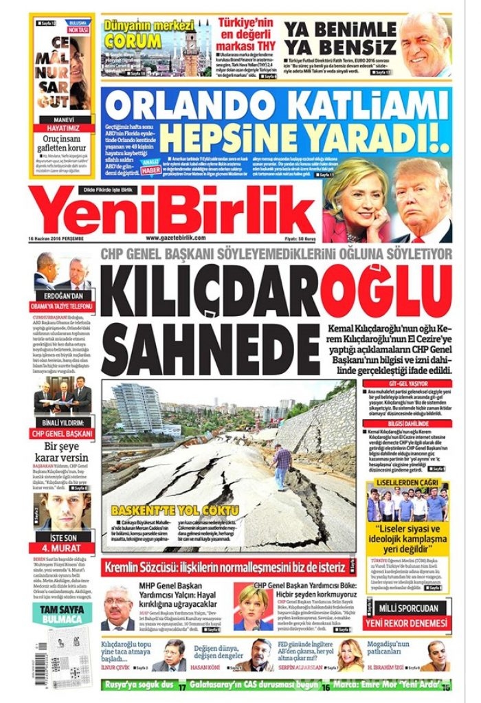 Günün gazete manşetleri - 16 Haziran 2016