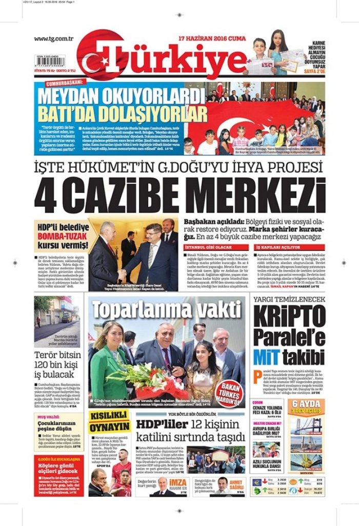 Günün gazete manşetleri - 17 Haziran 2016
