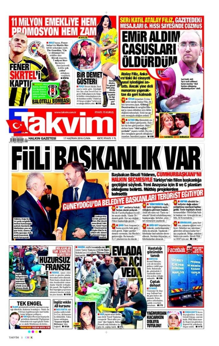 Günün gazete manşetleri - 17 Haziran 2016
