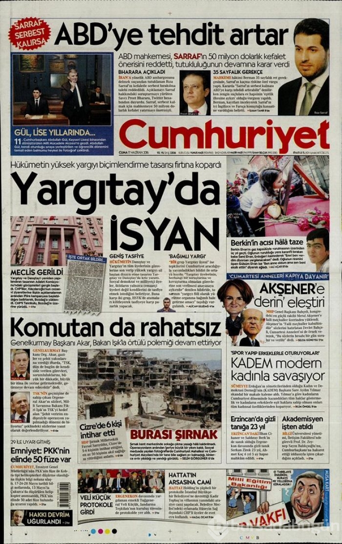 Günün gazete manşetleri - 17 Haziran 2016
