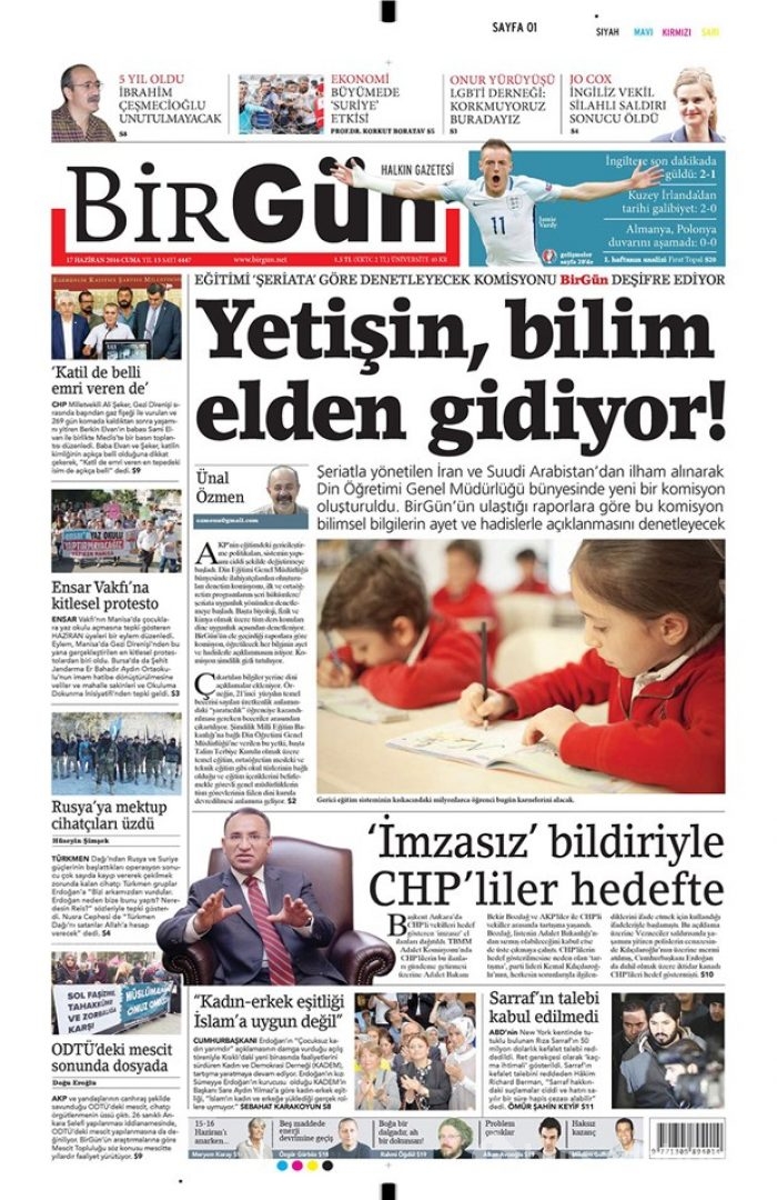 Günün gazete manşetleri - 17 Haziran 2016