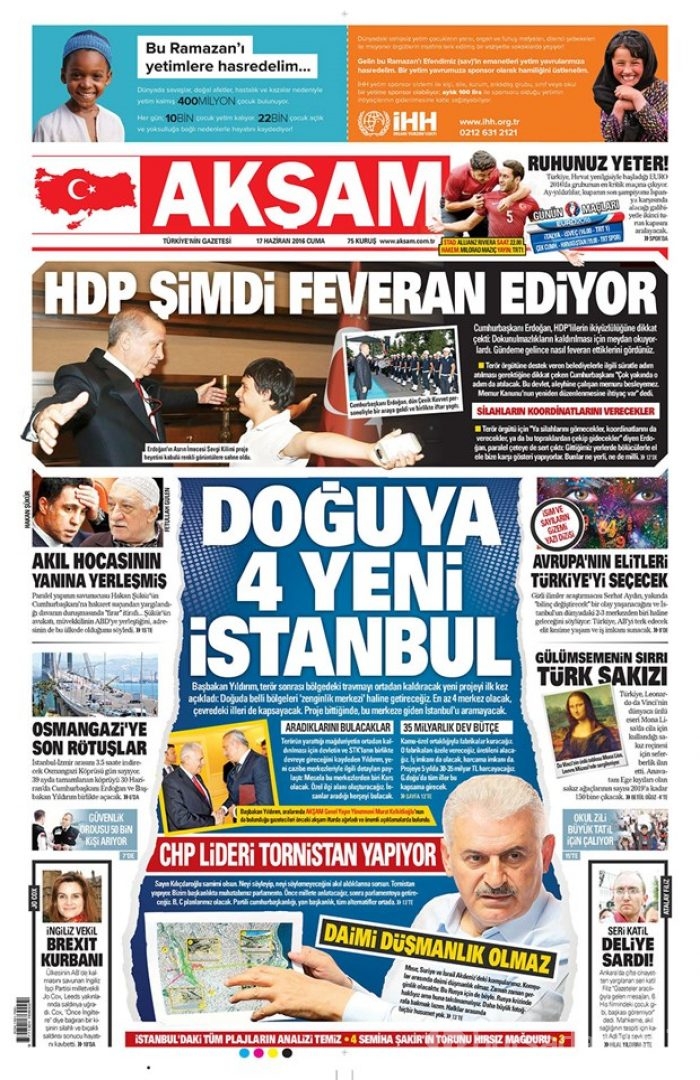 Günün gazete manşetleri - 17 Haziran 2016