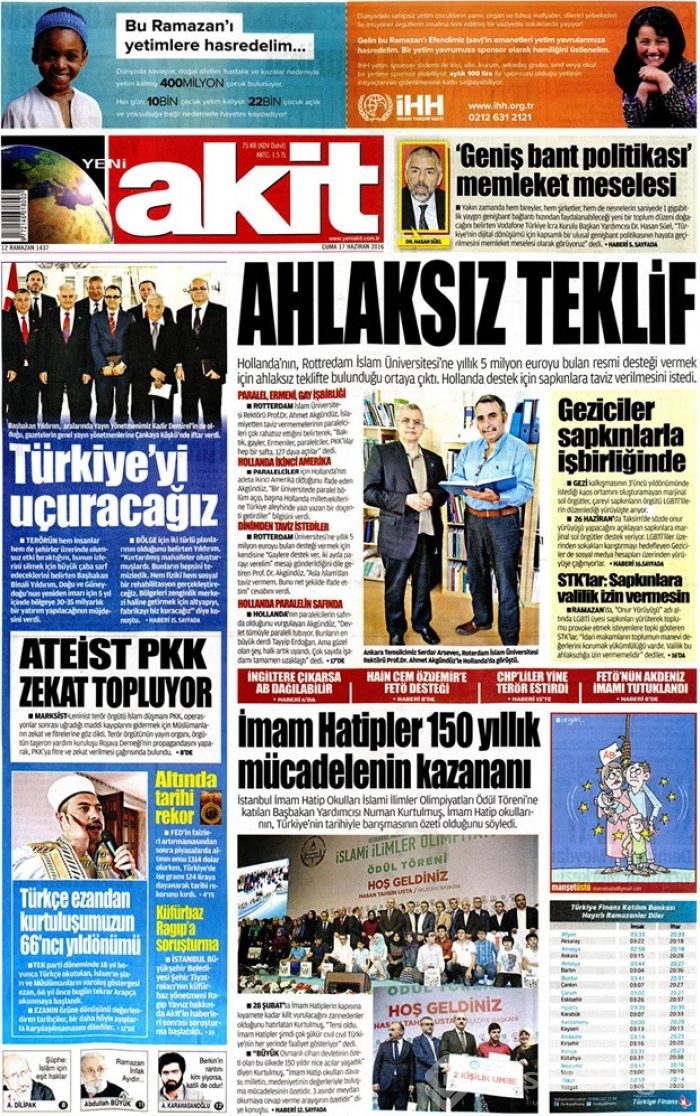 Günün gazete manşetleri - 17 Haziran 2016
