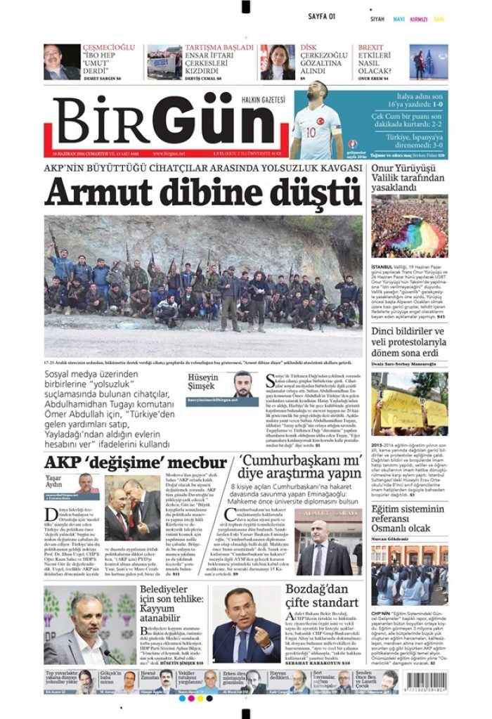 Günün gazete manşetleri - 18 Haziran 2016
