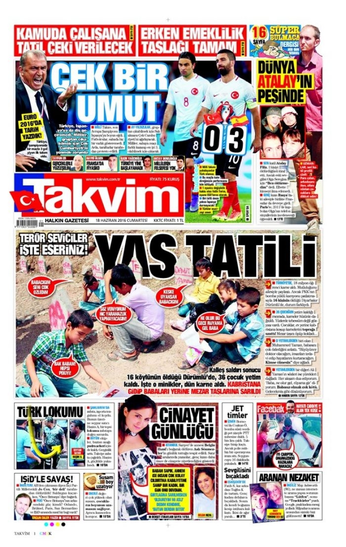 Günün gazete manşetleri - 18 Haziran 2016