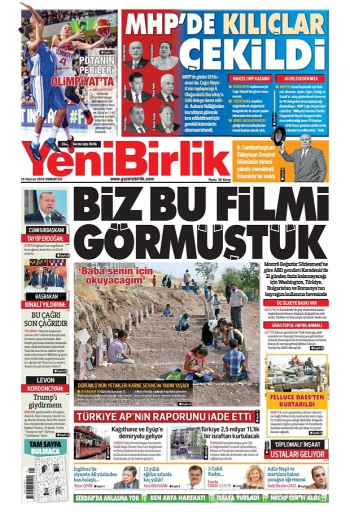 Günün gazete manşetleri - 18 Haziran 2016