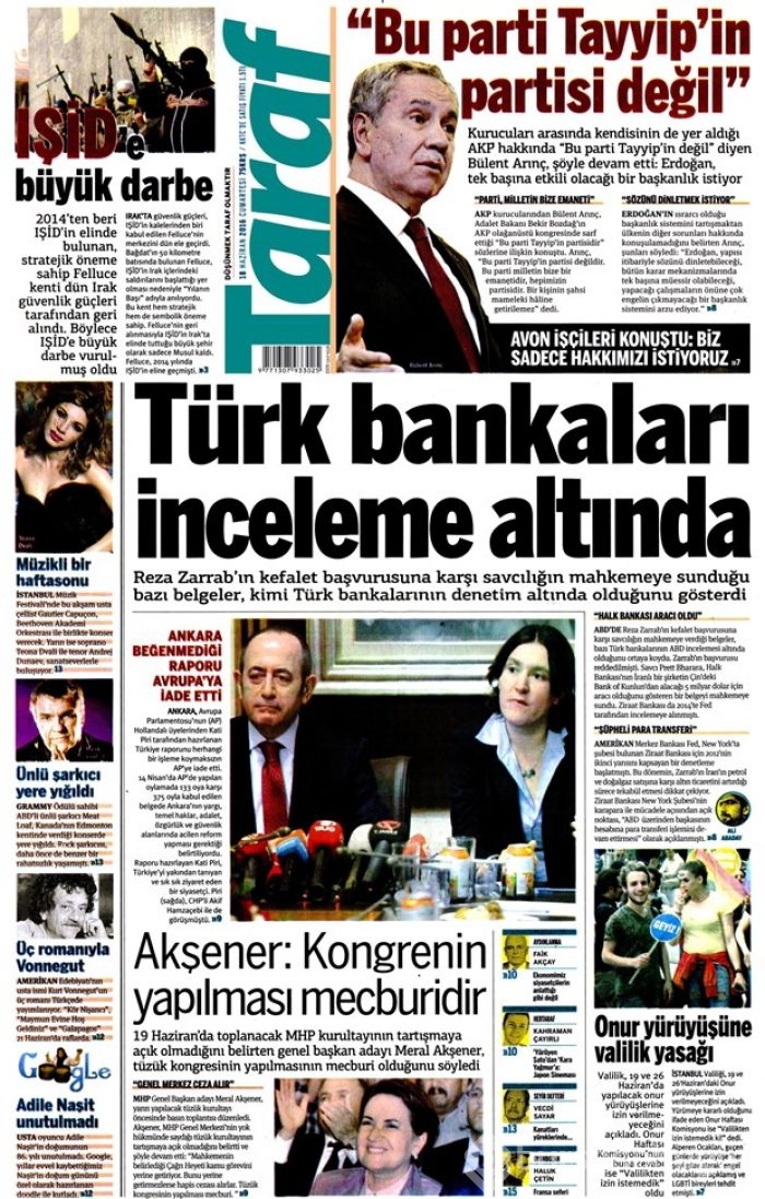 Günün gazete manşetleri - 18 Haziran 2016